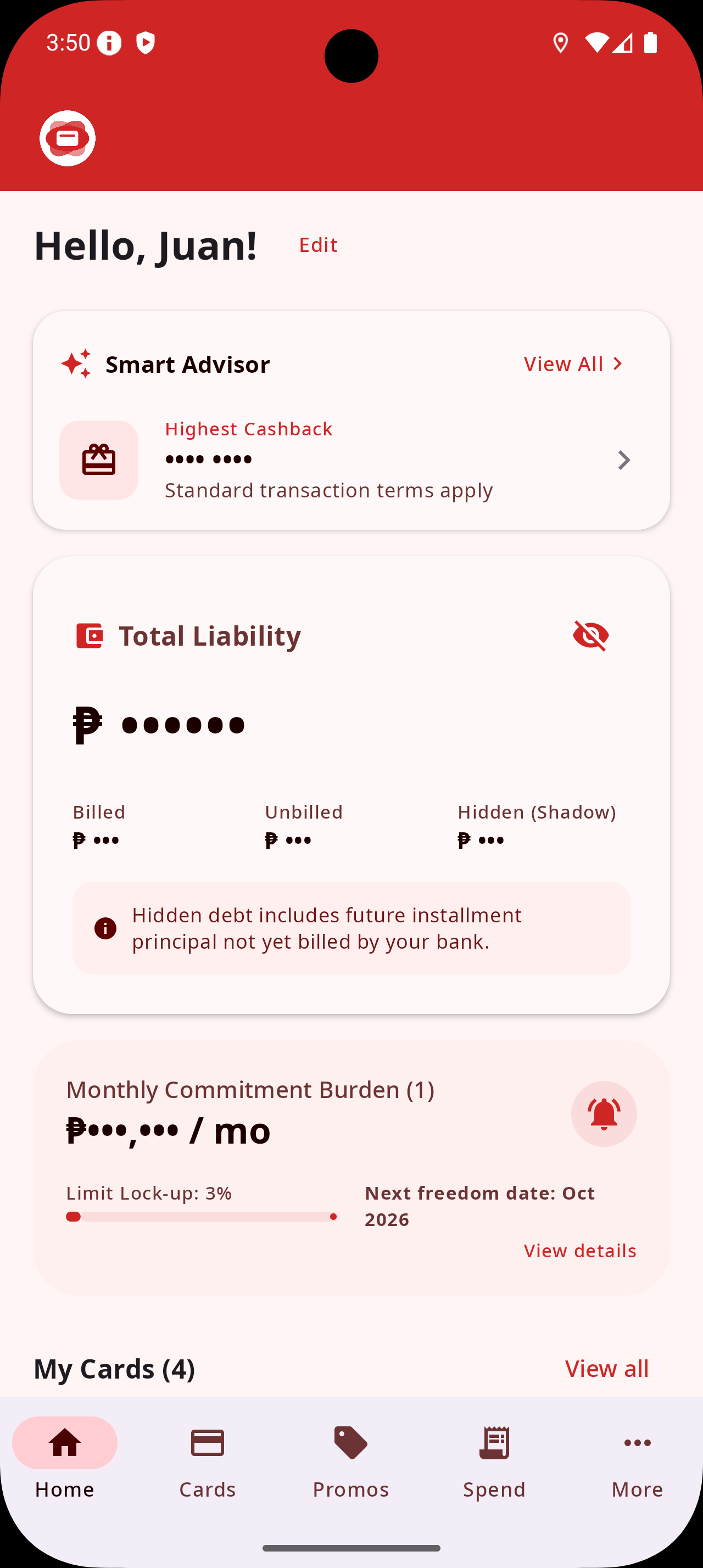 CardSense Home — Smart Advisor and Total Liability