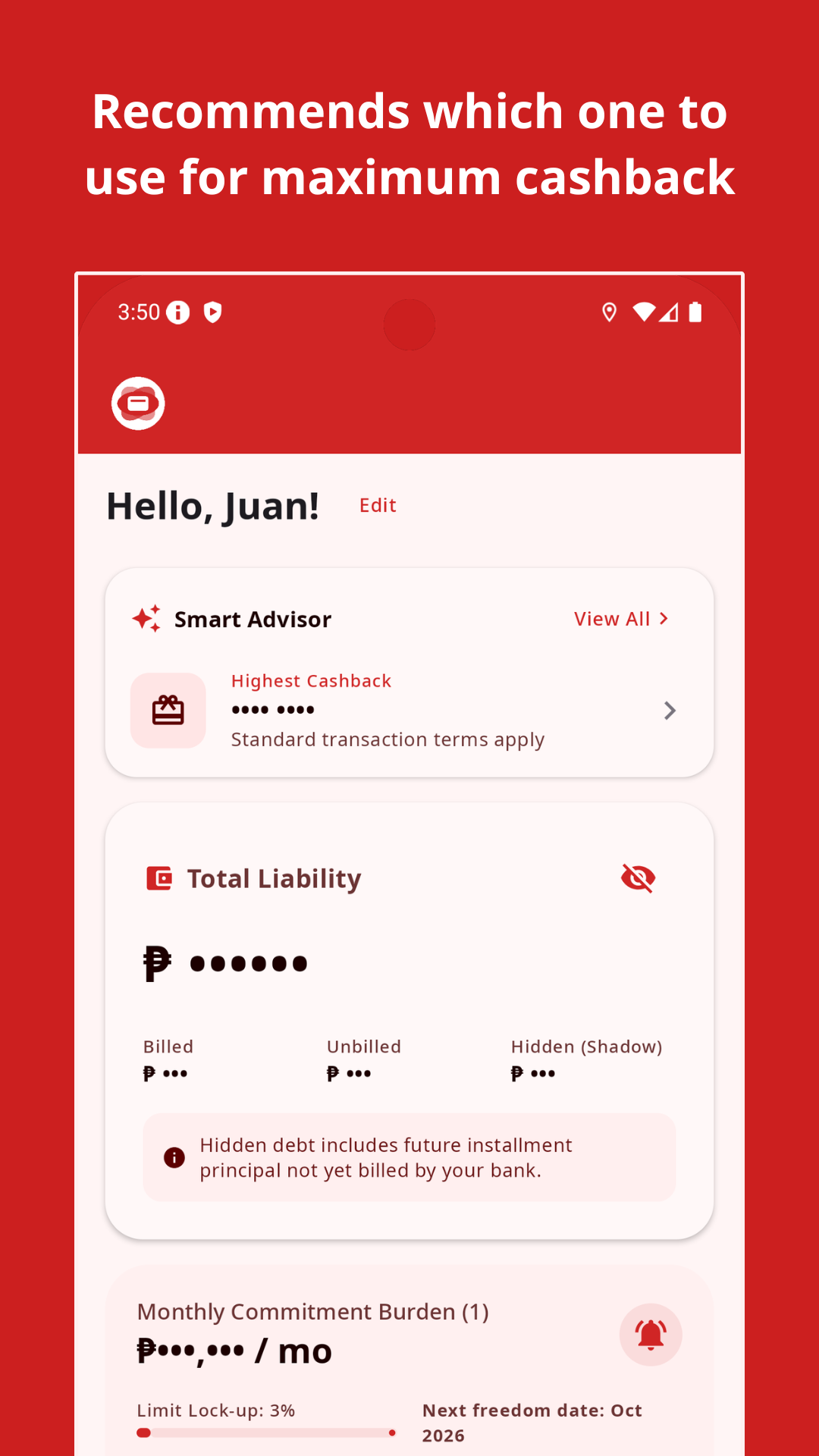 Smart Advisor and cashback recommendation